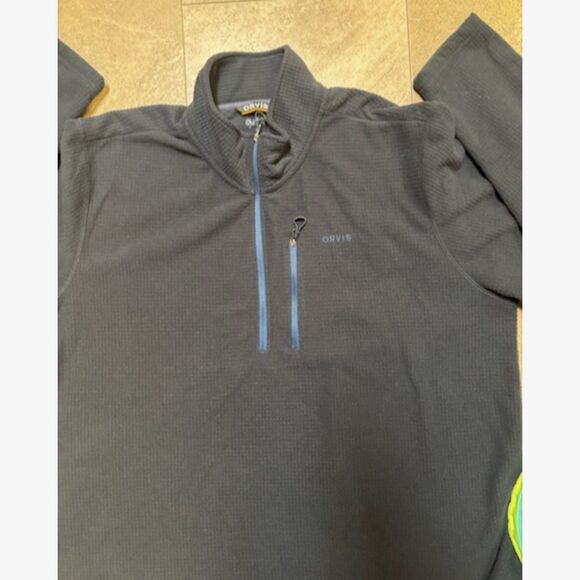 Orvis Navy Fleece Waffle Quarter Zip Jacket Men's Size XXL - Picture 1 of 3